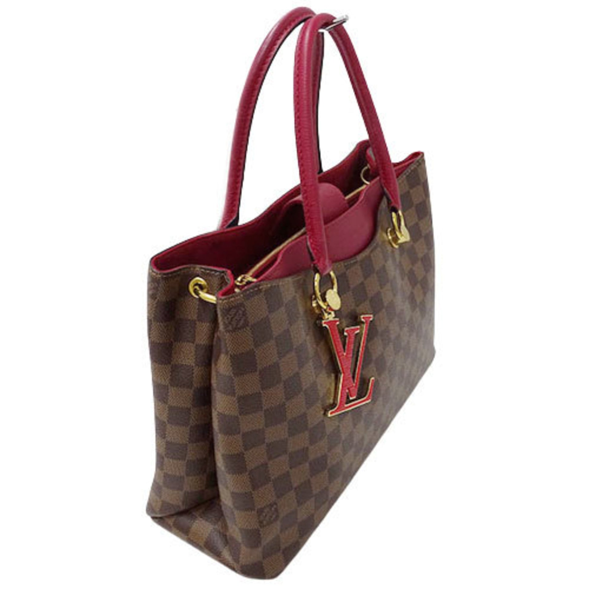  Louis Vuitton N40052 LV Riverside Damier 2-Way Shoulder Bag,  Handbag, Damier Canvas, Women's, Used, Brown x Red. Color indicated :  Rydovan : Clothing, Shoes & Jewelry