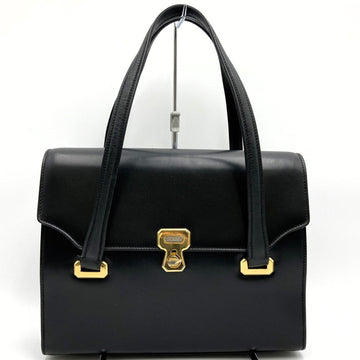 GUCCI Old Handbag Tote Bag Handheld Black Leather Ladies Fashion Vintage USED