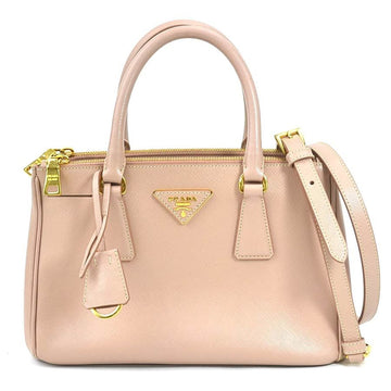 PRADA handbag shoulder bag leather pink beige gold ladies