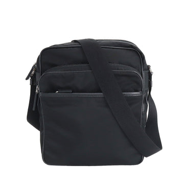 PRADA Shoulder Bag Nylon Saffiano Leather Black 2VH029 Silver Hardware