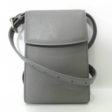 BALENCIAGA Bag Ghost Phone Holder Gray Mini Shoulder Pochette Diagonal Women's Leather