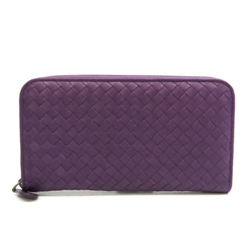 Bottega Veneta Unisex Leather Long Wallet (bi-fold) Purple