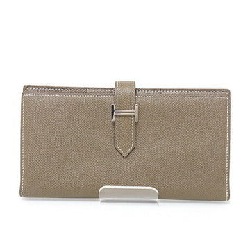 Hermes Bearn Epsom Leather Long Wallet (bi-fold) Etoupe Gray
