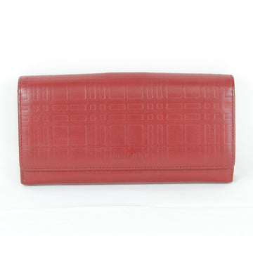 BURBERRY long wallet leather wine red ladies