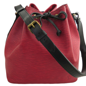 LOUIS VUITTON Shoulder Bag Epi Petit Noe Leather Red x Black Women's