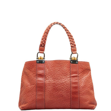 GUCCI bamboo handle handbag tote bag 232947 orange leather ladies
