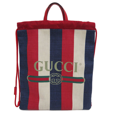 Gucci 473872 drawstring backpack tote rucksack canvas knapsack tricolor