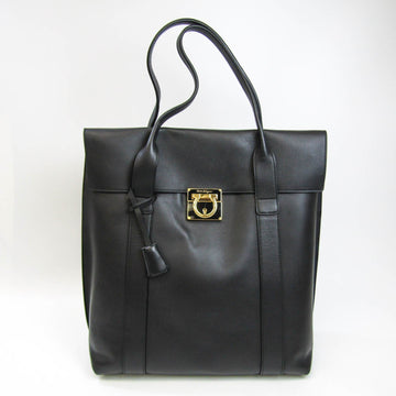 SALVATORE FERRAGAMO Gancini EZ-21 D769 Women's Leather Tote Bag Black