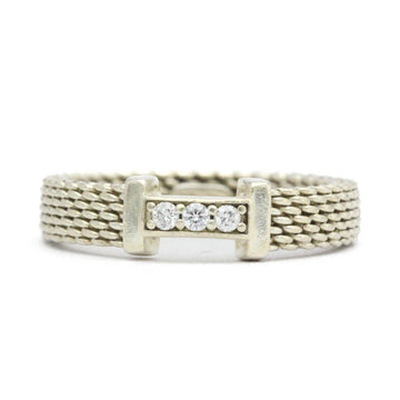 TIFFANY Somerset Diamond Mesh Ring US 5 Silver 925 Band Ring BF561751