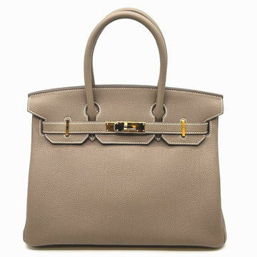 Hermes Birkin 30 Togo Etoupe Y engraving 2020 bag gray leather Gold hardware gold metal fittings ladies brown beige