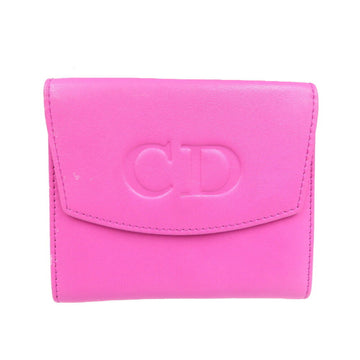 CHRISTIAN DIOR Leather Pink W Wallet