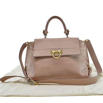SALVATORE FERRAGAMO Bag Gancini Purple Pink x Gold Leather Metal Material Handbag Shoulder Ladies