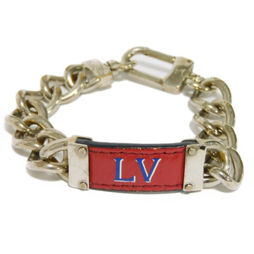 LOUIS VUITTON Bracelet My LV Chain Red Logo Cowhide Leather M68105 Men's Accessories Jewelry