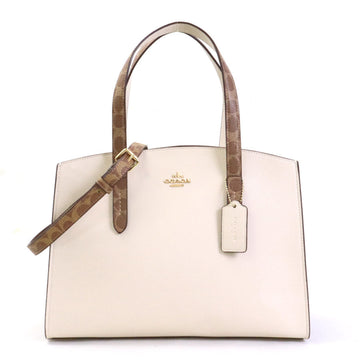 COACH Handbag Leather Ivory x Brown Women's h29475f