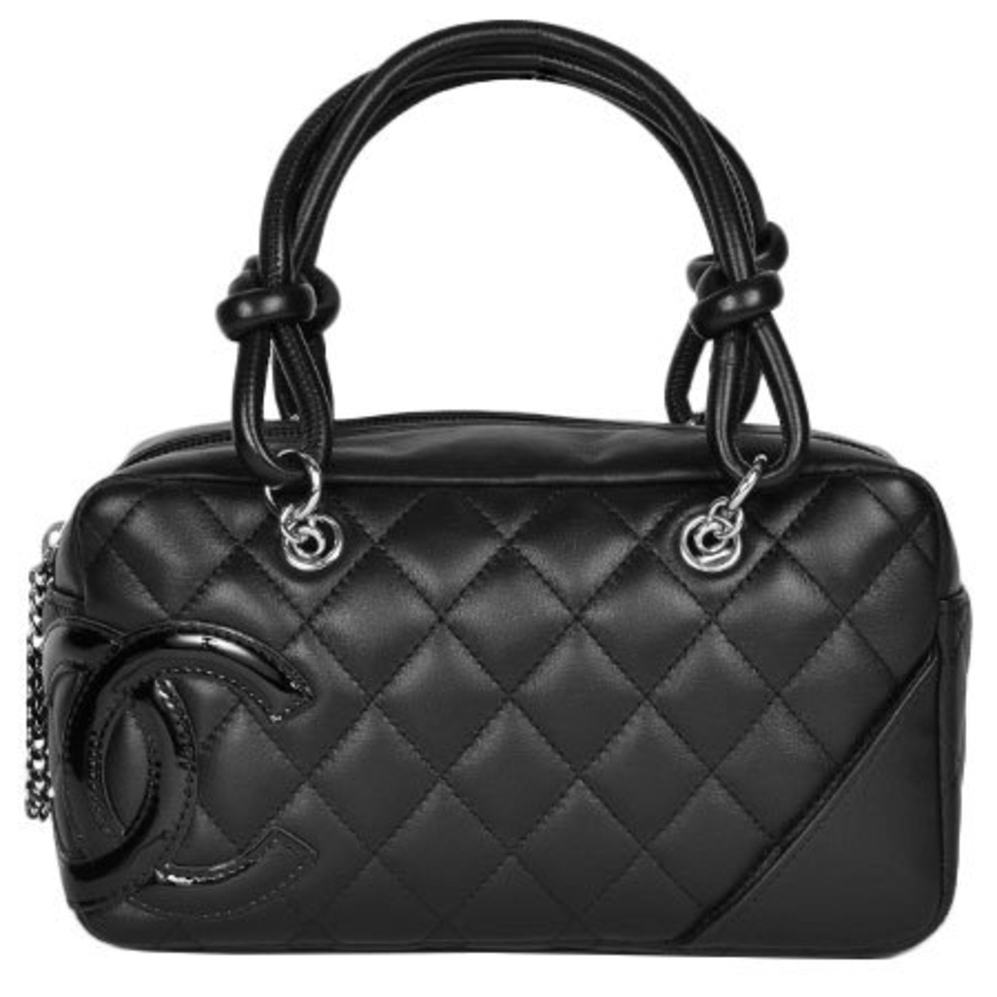 Chanel Coco Mark Cambon Line Mini Bowling Bag Handbag Boston Black Cal