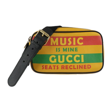 GUCCI Belt Bag SONY MUSIC Collaboration Waist 602695 Leather Yellow Multicolor Gold Hardware 100th Anniversary Logo Body Pouch Bum