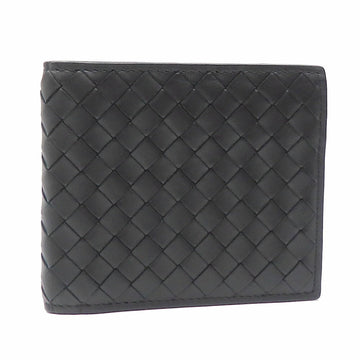 Bottega Veneta Bifold Wallet Intrecciato Men's Black Calf Leather 193642