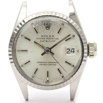 ROLEXVintage  Oyster Perpetual Date 6517 White Gold Steel Ladies Watch BF554474