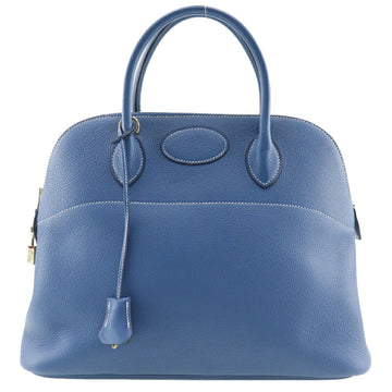 HERMES Bolide 37 Handbag G engraved Taurillon Clemence Made in France 2003 Blue G Crossbody 2way Zipper Bolide37 Ladies