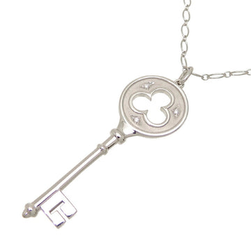 TIFFANY 750WG Clover Key Diamond Ladies Necklace 750 White Gold