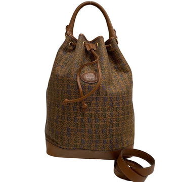 BURBERRYs Logo All Over Pattern Leather Canvas Drawstring Purse 2way Handbag Shoulder Bag Brown