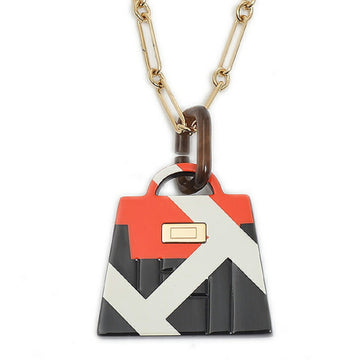 Hermes Amulet Kelly Lacquer GM Necklace Multicolor Gold