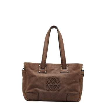 LOEWE Anagram Handbag Tote Bag Brown Leather Ladies