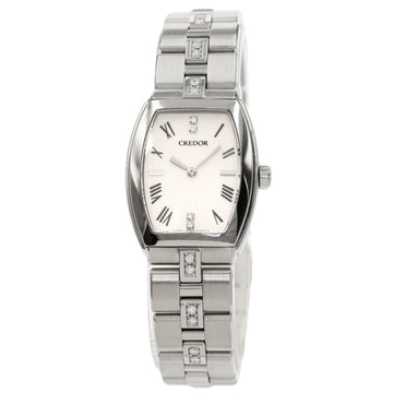 SEIKO GSWE961 5A70-0AF0 Credor Aqua 16P Diamond Watch Stainless Steel SS Ladies