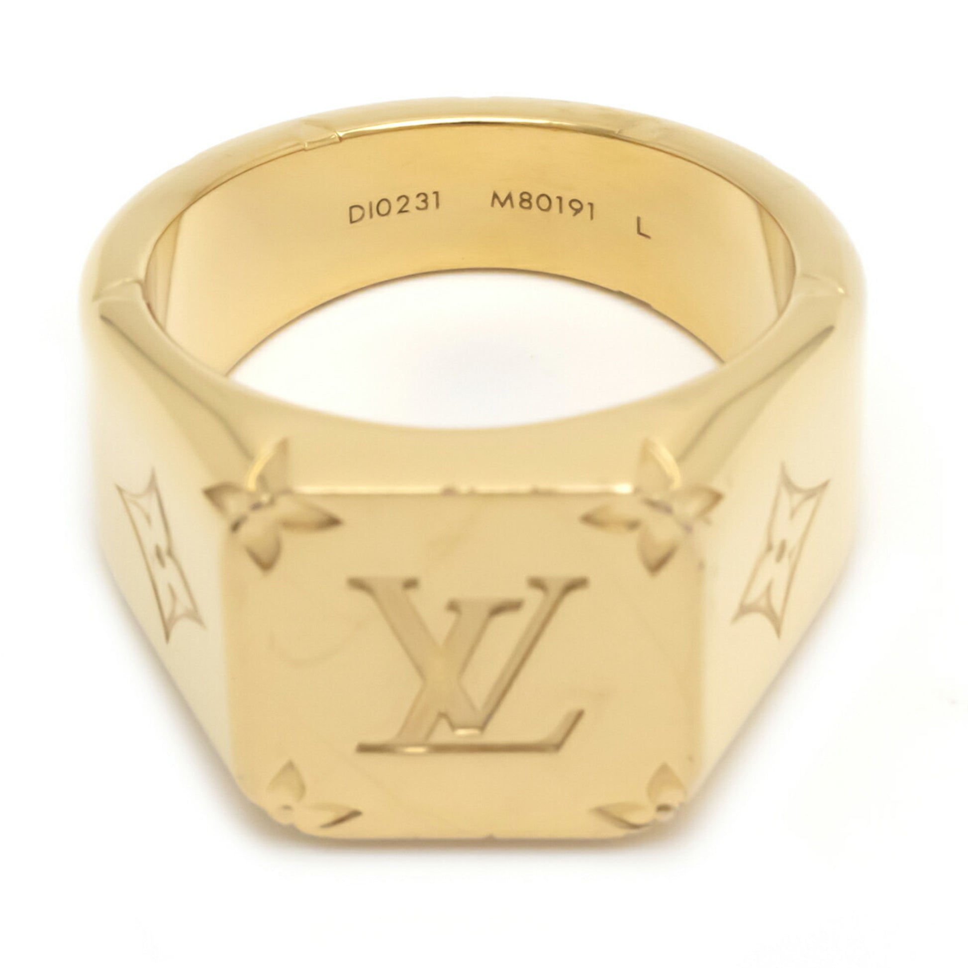 LOUIS VUITTON Ring M80191 Signet Ring Monogram Vuitton SizeL metal gold