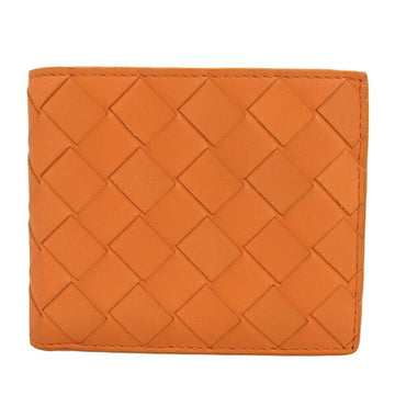 BOTTEGA VENETA Intrecciato Leather Bifold Wallet Billfold Orange Ladies