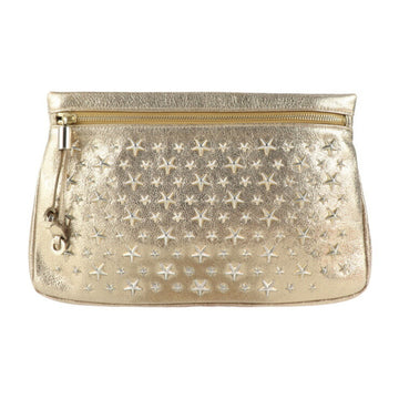 JIMMY CHOO clutch bag leather gold star studs second