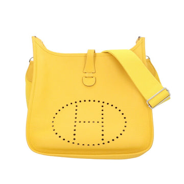 HERMES Evelyn PM Shoulder Bag Taurillon Clemence Yellow Women's