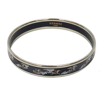 Hermes enamel PM bangle bracelet cloisonne equestrian pattern black x silver