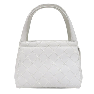 CHANEL Bicolore Handbag White Leather Women's Men's