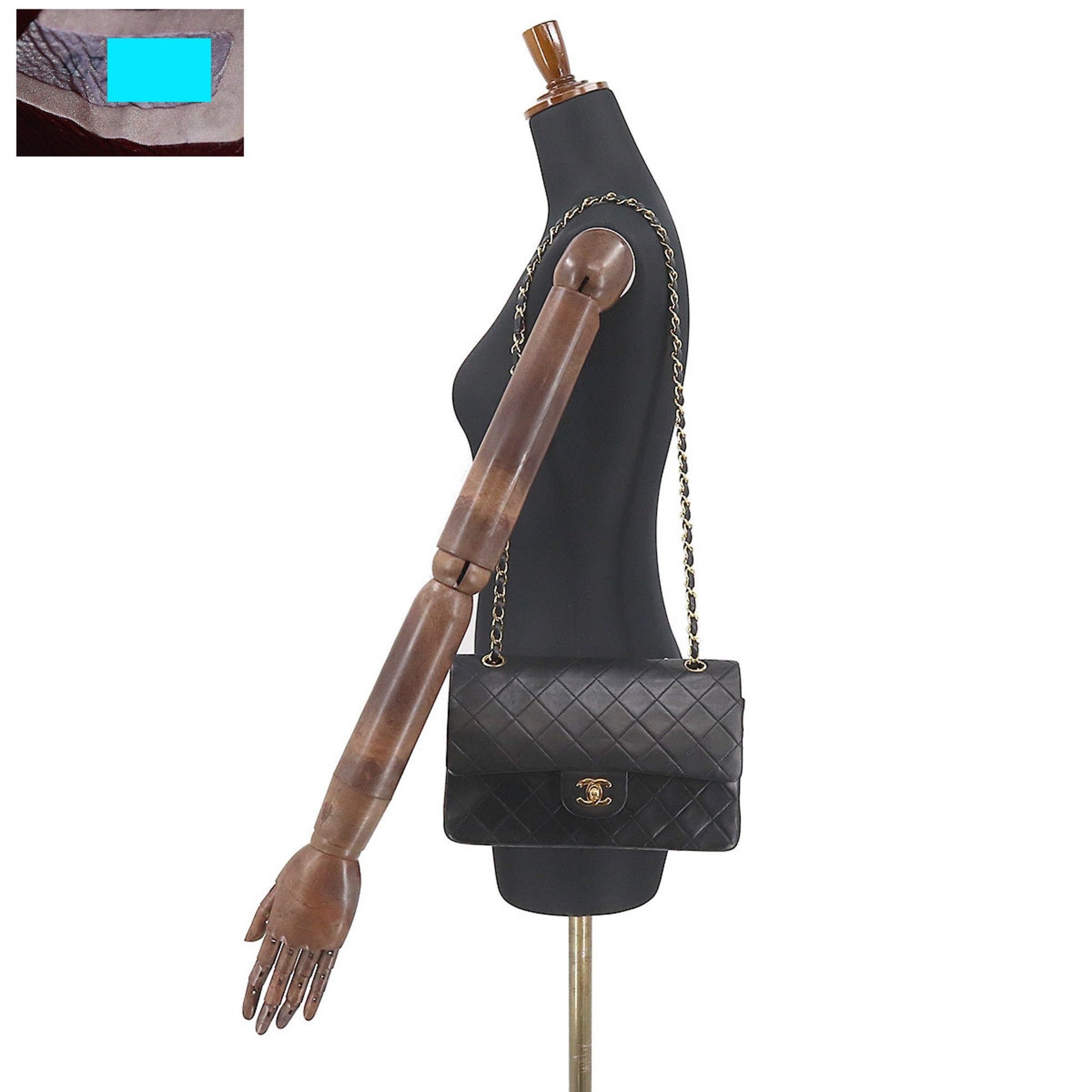 CHANEL CC Double Flap Matelasse 25 Chain Shoulder Bag Leather Gray GD  880RC338