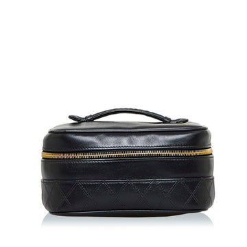 CHANEL Cocomark Bicolore Vanity Bag Handbag Black Lambskin Ladies