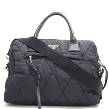 PRADA/ 1BB024 Tessuto 2WAY Shoulder Bag Triangular Plate Handbag Black Ladies