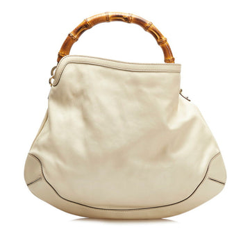 Gucci Bamboo Handbag 169961 White Leather Ladies GUCCI