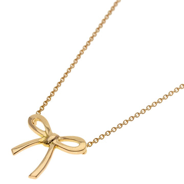 TIFFANY Bow Ribbon Necklace K18 Pink Gold Women's &Co.