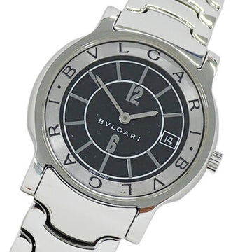 BVLGARI watch men's solotempo date quartz stainless steel SS ST35S silver black polished