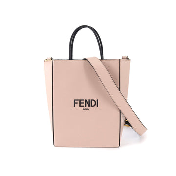 Fendi 2way hand shoulder bag leather pink black 8BH382 gold metal fittings Hand Shoulder Bag
