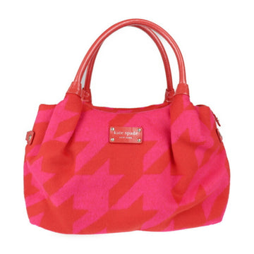 KATE SPADE spade handbag felt leather red pink tote bag