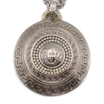 VERSACE necklace metal rhinestone silver Medusa pendant