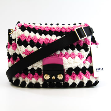 FURLA 264630 Women's Leather,Polypropylene Shoulder Bag Black,Pink,White