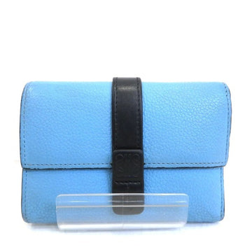 LOEWE Small Vertical Wallet Blue x Black Leather Long 3 Fold Unisex