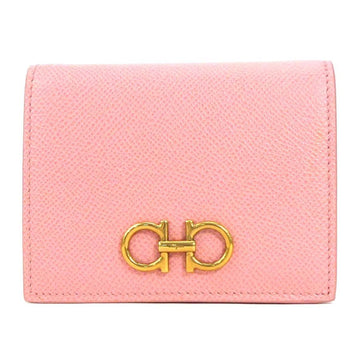 SALVATORE FERRAGAMO Bifold Wallet Gancini Leather Pink Ladies