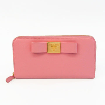 PRADA Ribbon 1ML506 Women's Saffiano Long Wallet [bi-fold] Pink