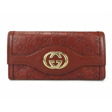 GUCCI bifold long wallet sima leather brown double G 282431