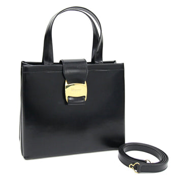 SALVATORE FERRAGAMO Ferragamo Handbag Vara AQ-21 8252 Black Leather Shoulder Bag Ladies Salvatore
