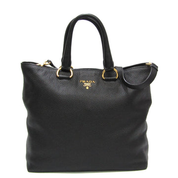 PRADA Women's Leather Shoulder Bag,Tote Bag Black
